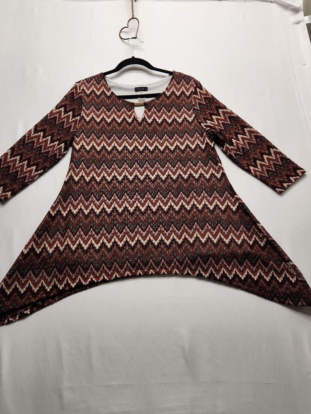 ⭐️Cocomo Large Lined Y2K Chevron Knit Blouse Shimmer Sharkbite Whimsigoth Retro